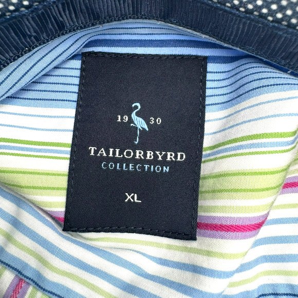 TAILORBYRD Men XL Button up Shirt Long Sleeve Colorful Stripe Contrast Flip Cuff - Picture 5 of 10
